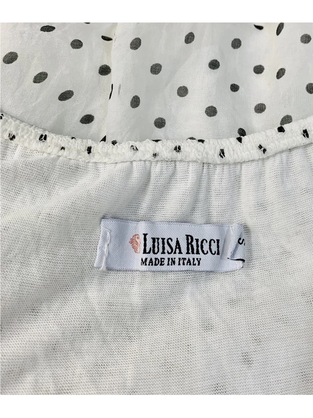 Luisa Ricci White Silk Polka Dot Short Sleeve Blouse S - Picture 9 of 11